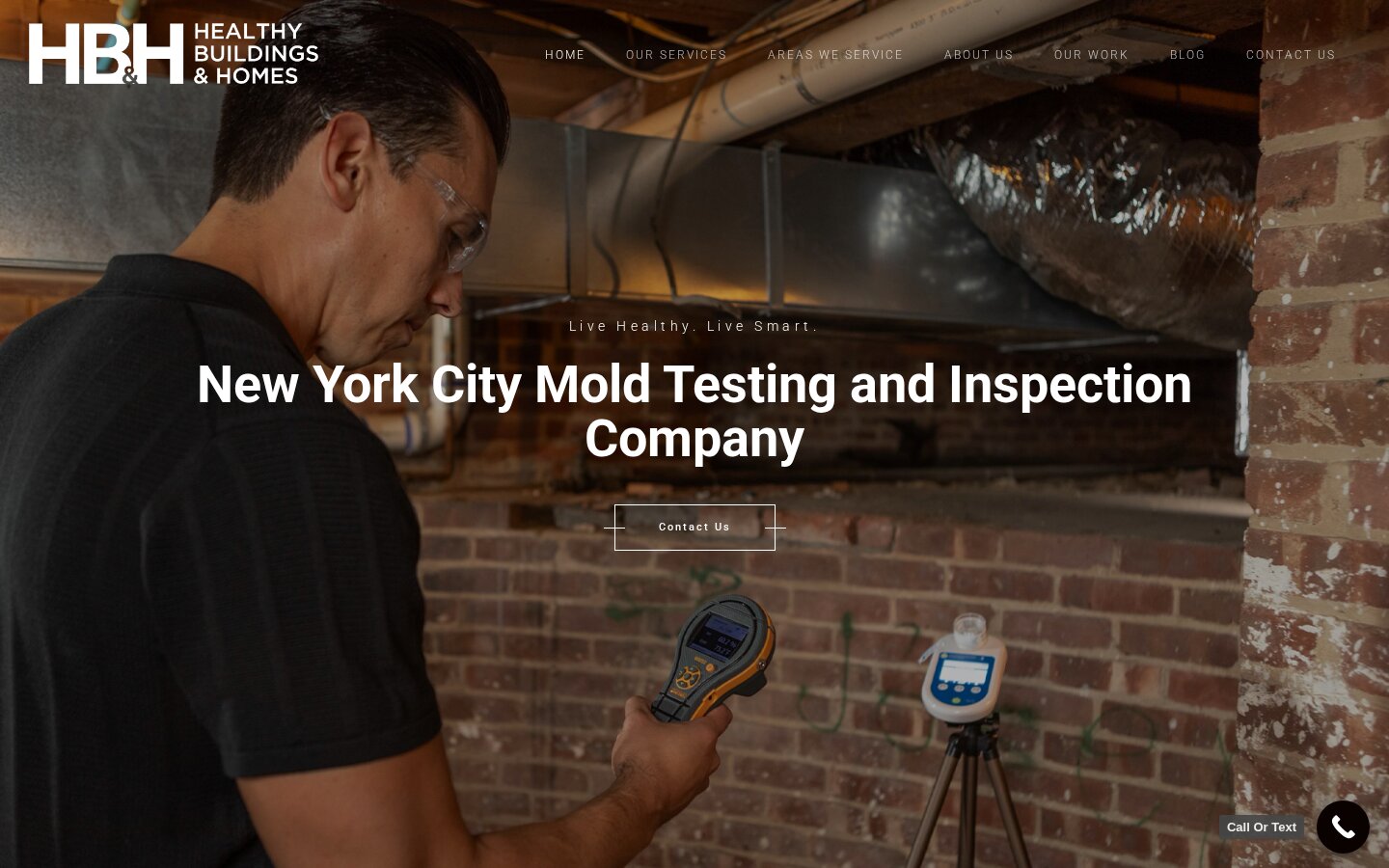 Homepage of Mold Testing New York City by Healthy Buildings & Homes
