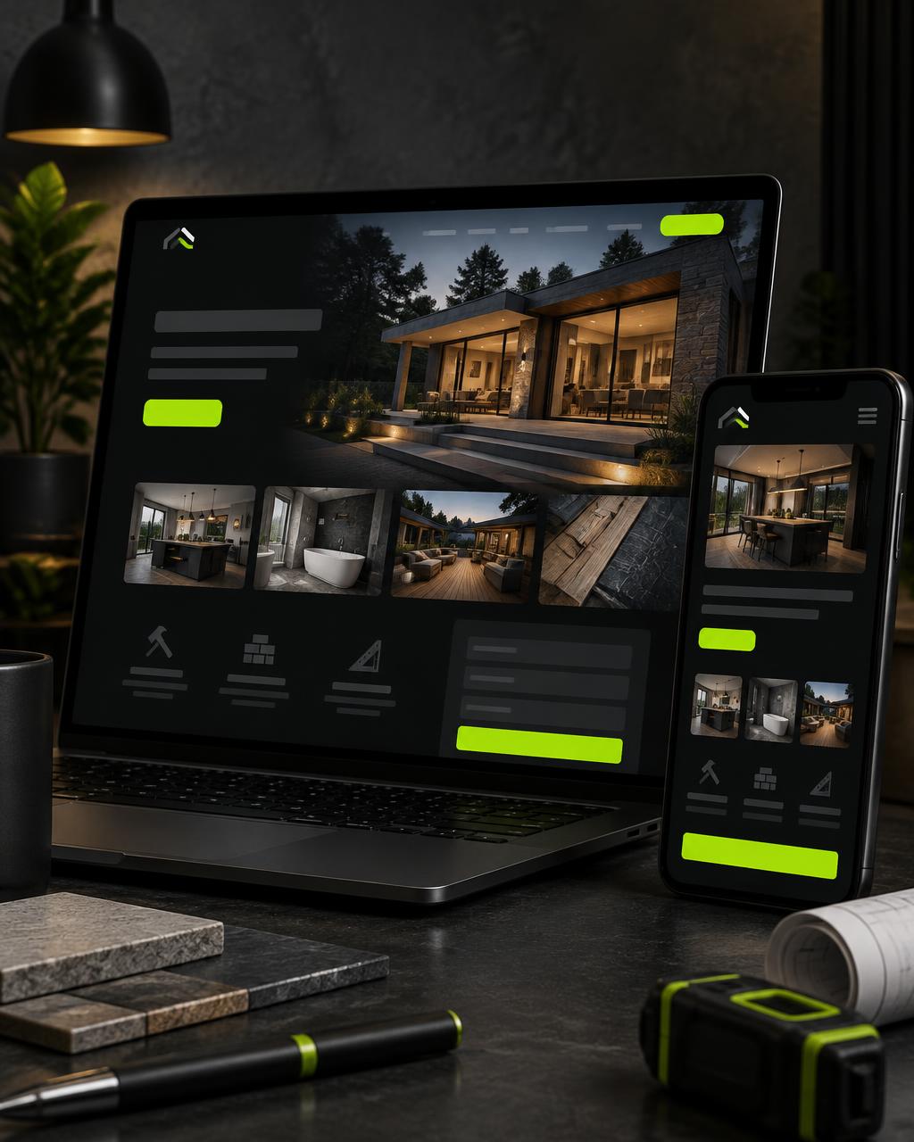 Contractor website design shown on a laptop and smartphone for Long Island businesses