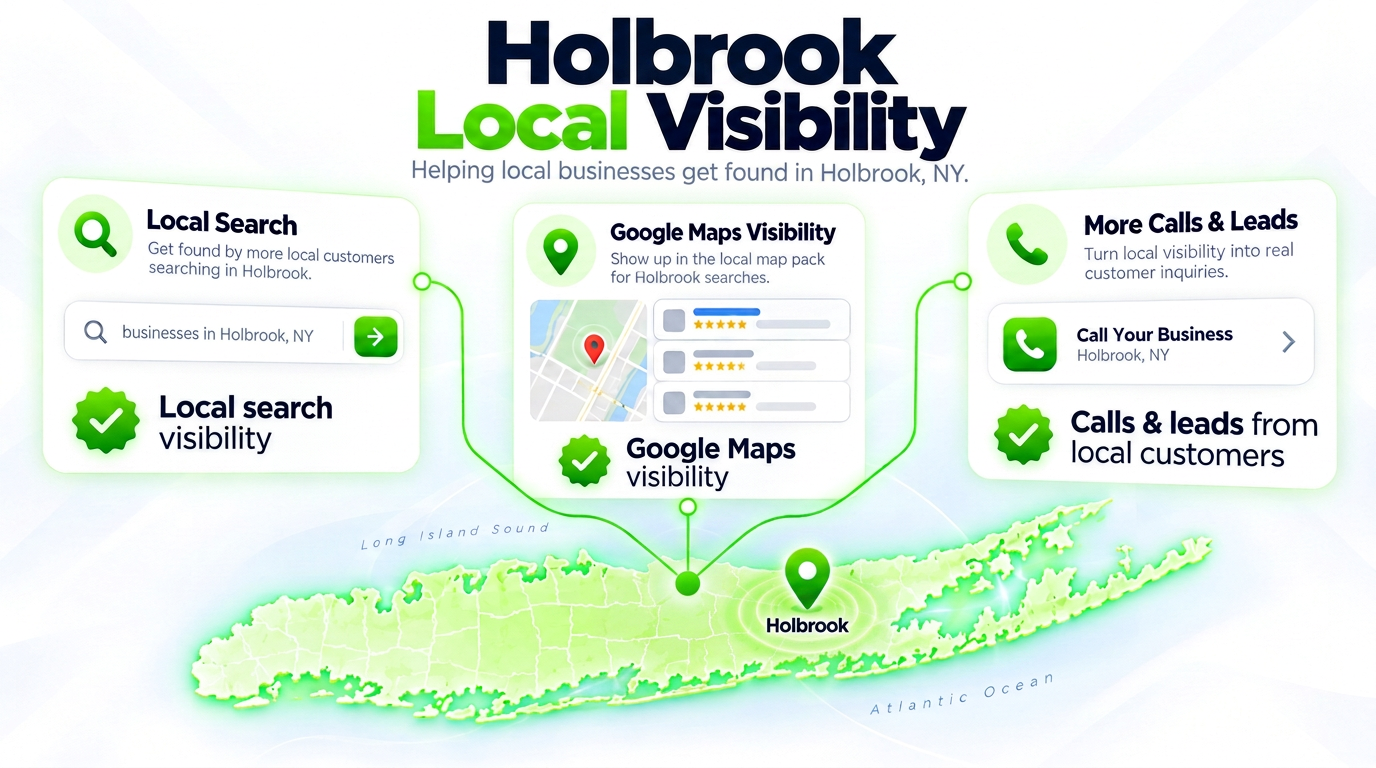 Juggernaut Digital search bar connected to AI chat assistants and a Google Maps pack over a Holbrook neighborhood