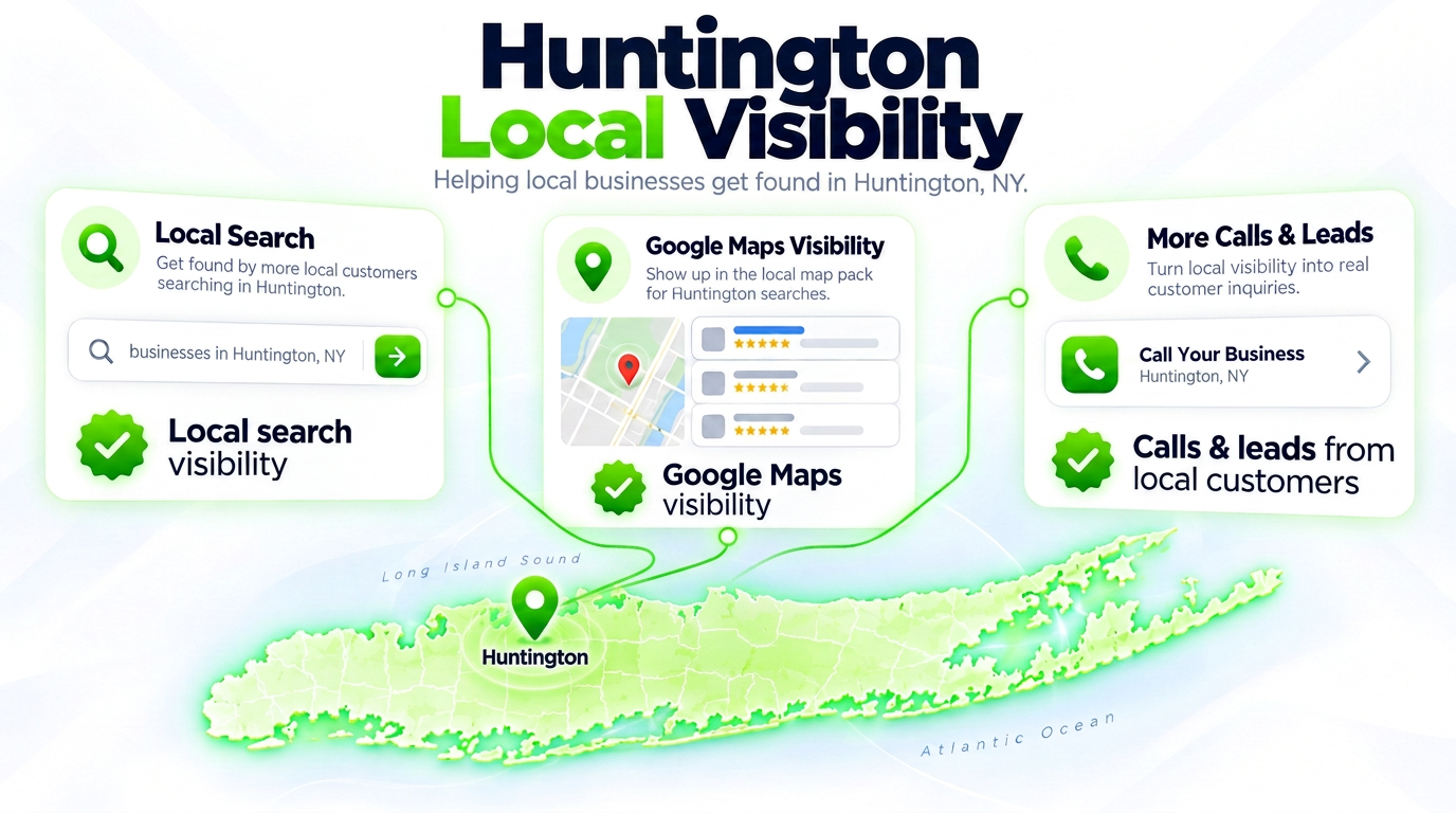 Juggernaut Digital search bar connected to AI chat assistants and a Google Maps pack over a Huntington neighborhood